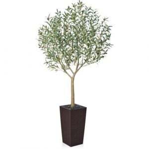 VeriNatural Olivier Artificiel 210 cm - Plante Artificielle Int&eacute;rieur D&eacute;corative avec Pot Conique Marron, Protection UV - Fausse Plante Verte Maison Salon Bureau Jardin Ext&eacute;rieur, VN156 (ArtiFolia-FR, neuf)