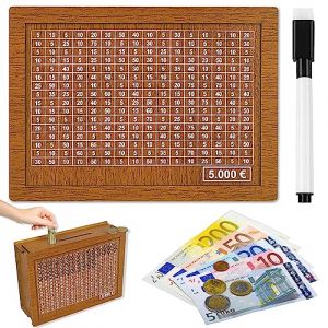 Tirelire en Bois,Numérique Tirelire Réutilisable avec Stylo Effaçable, avec Objectif D'épargne et Chiffres à Cocher Tirelire avec Compteur pour Aider Les Enfants à Commencer à Economiser (lfsd, neuf)