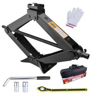Yaheeda Kit de cric losange - 3 tonnes (3000 kg) - Mécanisme intelligent avec manivelle/clé à molette/clé de nez/base épaisse pour voiture, SUV, monospace (AUTODA, neuf)