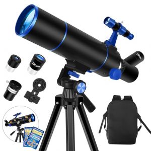 T&eacute;lescope, 80 mm Ouverture 500 mm Telescope Astronomique Enfant et Adultes, T&eacute;lescope de Voyage Compact et Portable pour D&eacute;butants avec Tr&eacute;pied, Adaptateur pour T&eacute;l&eacute;phone, Sac &agrave; Dos et Autocollants (Dianfan-EU, neuf)