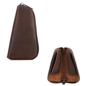 Hiram Pochette de rangement pour pipe à tabac en cuir véritable pour 1 pipe portable accessoires de fumage sac de rangement avec fermeture éclair (Hiram Fashion, neuf)