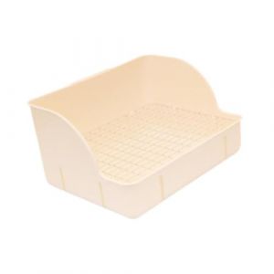 F Fityle Bac &agrave; Liti&egrave;re Lapin en PP avec Grille M&eacute;tallique Amovible, Bo&icirc;te &agrave; Liti&egrave;re de Toilettes en Cage, Plaquette de Lit Anti-&Eacute;claboussures pour Petits Animaux, Cochon d'Inde, Lapin, Furet, Beige (Homegarden FR, neuf)