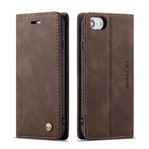 QLTYPRI Etui Coque pour iPhone 6/6S, Portefeuille Fentes Cartes Housse Antichoc Cuir PU Vintage Portefeuille Etui Compatible avec iPhone 6/6S - Caf&eacute; (zhihen, neuf)