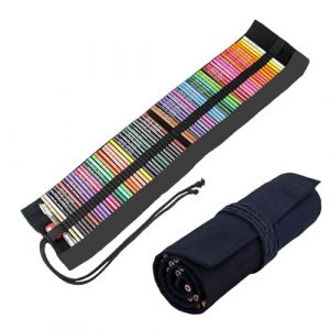 Sac A Crayon De Toile, 72 Trous Pochette pour Crayons, Trousse &Agrave; Crayon De Toile, 72 Trousse &Agrave; Crayons en Toile avec Trous Noirs pour Crayons De Couleur, Dessin Et Stylo, Cadeau pour &Eacute;tudiant/Adulte (UP LII, neuf)