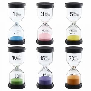 Lot de 6 sabliers color&eacute;s pour enfants - 1/3/5/10/15/30 minutes - Convient pour la vie des enfants, l'apprentissage, la mesure du temps de jeu, la cuisine, le bureau, la d&eacute;coration scolaire (VOICU LAWE S.R.L., neuf)