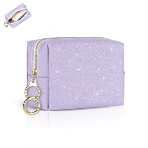 10 * 8 * 6cm Mini Pochette Maquillage pour Femme Rouge à Lèvres Vernis a Ongle Organisateur en Cuir Pailleté Mini Trousse de Toilette Fille Voyage Accessoires pour Cadeau Amie Anniverssaire(Violet) (playexen, neuf)