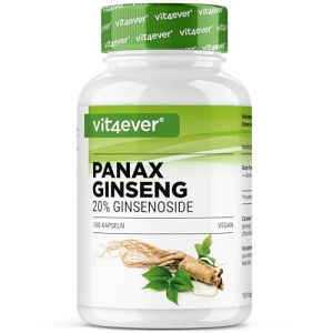 Ginseng rouge Panax 180 gélules - 1800 mg par portion journalière - 20% de ginsénosides - Extrait de racine de ginseng rouge coréen 20:1 - Hautement dosé - Végétalien (LifeBalance Trading Supplements, neuf)