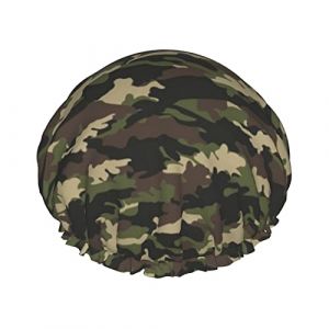 Bonnet de douche imperméable à motif camouflage, bonnet de bain élastique pour cheveux, bonnet de bain pour cheveux, double couche imperméable. (MiddleWen, neuf)