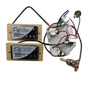Micros de guitare électrique Alnico Classic Vintage et Pro Bucker Humbucker avec faisceau de câblage professionnel (Chrome YE) (feihou, neuf)