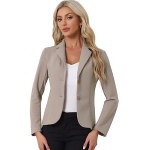 Allegra K Blazer Femme de Business &agrave; Col Revers Veste de Costume &agrave; Manches Longues Camel XS (Weisser Berg, neuf)