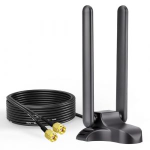 Bingfu Antenne WiFi 6E Base Magn&eacute;tique, Antenne Tri-Bande 2.4/5.8/6 GHz 3 dBi RP-SMA avec C&acirc;ble 2 m pour Routeur Wi-FI, Carte R&eacute;seau sans Fil PCIe, Adaptateurs USB, PC Bureau​ (Toiot, neuf)