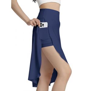 Bezioner Jupe Short Femme Longue Midi Jupe Tennis avec Short Int&eacute;rieur Poches Haute Taille Skort Golf Ourlet Fendu &agrave; Volants Bleu XXL (Bezioner-shop, neuf)