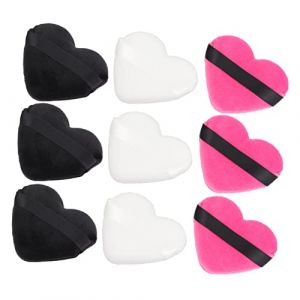 DECORNIJIA Houppettes De Maquillage 9 Pi&egrave;ces Forme C&oelig;ur Taille Moyenne Ultra-douces En Tissu Velours Pour Poudre Visage Teint, Usage Quotidien Femmes, Maquillage Portable (ZhiLight, neuf)