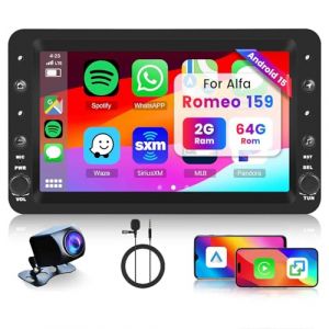 2GB+64GB Android Autoradio pour Alfa Romeo 159 2004-2011 avec sans Fil Carplay Android Auto, Hodozzy 2 Din 7 Pouces Écran Tactile Radio Voiture avec GPS WiFi Bluetooth DSP FM/RDS Radio+ Caméra (Hodozzy Direct, neuf)