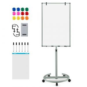 HOMFME Tableau Blanc Effacable 120x60cm, Rotatif 360&deg; Tableau Blanc Magnetique avec Feutre, Aimant, Brosse, 4 Roues Universelles & Hauteur R&eacute;glable, pour &Eacute;cole, Salle R&eacute;union (Vert, 65x100cm) (HOMFME, neuf)