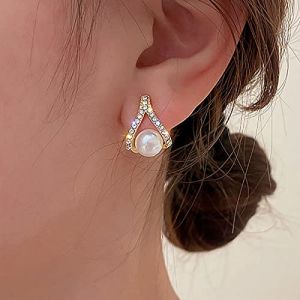 TseenYi Boucles D'oreilles Perle Clou D'oreille Boucles D'oreilles En Or Boucles D'oreilles En Perle Cz Boucles D'oreilles En Perle De Mari&eacute;e En Perle De Mariage Bijoux Pour Femmes Et Filles (TseenYi, neuf)