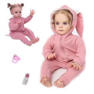 HUYRP B&eacute;b&eacute; Reborn 24 Pouces (60cm) - Poup&eacute;e Nouveau-n&eacute; Fille en Vinyle avec Corps en Coton - Ressemble &agrave; Un Vrai B&eacute;b&eacute; - Cadeau d'Anniversaire (ZXT TOY, neuf)