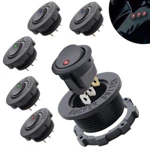 6 Pi&egrave;ces Interrupteur &agrave; Bascule Rond 12V 20A Interrupteur &agrave; Bascule Commutateur Spst Bouton pour Auto Voiture Bateau Camion Remorque, 3 Couleurs (MSL-EU, neuf)