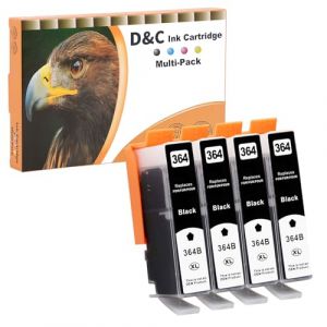 D&C 364XL Cartouches d'encre pour HP 364 364 XL Compatibles avec Les Cartouches d'encre HP Photosmart 5520 5510 5520 5524 Deskjet 3520 Officejet 4622 4622, 5510 5520 5524 6520 5515 7520 (4 Noir) (OnlineSales 365, neuf)