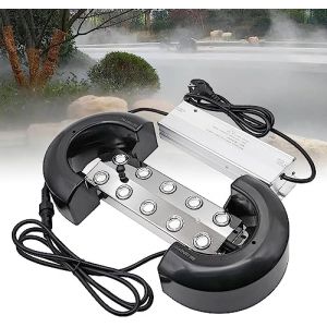 MOGOULUA Fabricant de Brouillard 10 T&ecirc;tes N&eacute;buliseur &agrave; Ultrasons 7L/H Brumisateur G&eacute;n&eacute;rateur de Brouillard 350W Humidificateur &agrave; Brouillard avec Une Bou&eacute;e pour Halloween Fontaine Etang Aquarium Jardin (BR TOOL, neuf)