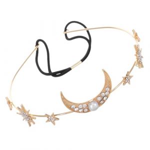 LOORGVEL Bandeau Perl&eacute; &Eacute;toile Lune &Eacute;lastique Ornement Cheveux G&eacute;om&eacute;trique Accessoire Mariage Femme Confortable et Moderne (YANJHG, neuf)