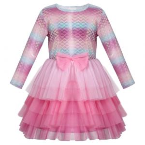 VASCHY Robe Fille, Jolie Robe Princesse Sir&egrave;ne Ceremonie Mariage Enfant Fille &agrave; Manches Longues Tulle Tutu Bebe Fille V&ecirc;tements avec Imprim&eacute; Animal pour 2 &agrave; 10 Ans (Vaschy, neuf)