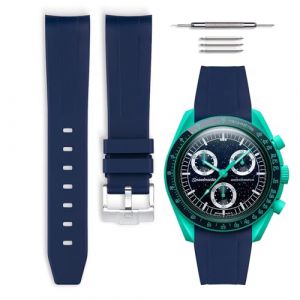 HORACE Bracelet de montre caoutchouc compatible avec Omega x Swatch MoonSwatch 20mm (Bleu) (quick2shopfrance, neuf)