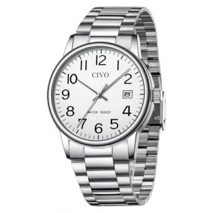 CIVO Montre Homme Acier Inoxydable: Analogique Montre Bracelet Quartz - Etanche Montre pour Homme Date Classique (Baixin Shop, neuf)
