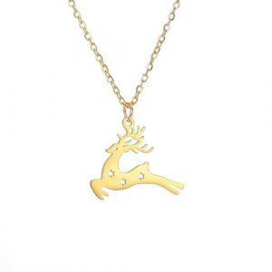 kkjoy Collier de No&euml;l en Acier Inoxydable Collier &agrave; Pendentifs Festif de Cerf Sika pour No&euml;l Soir&eacute;e Bijoux Cadeaux pour Femmes Hommes (KKJOY, neuf)