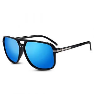 LumiSyne Mode Lunettes De Soleil Conduite Hommes Lunettes De Soleil Polarisées Miroir Ultra Léger Monture Carré Rétro Double Pont UV 400 De Plein Air Voyage Coffret Cadeau Bleu (granhulgy OÜ, neuf)