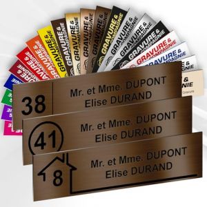 Plaque Boite Aux Lettres Adhésive PVC Avec Numéro – Plaque Gravée À Personnaliser 10 x 2,5 cm – 20 Couleurs Disponibles (Bronze Métallisé) (GRAVURE ET COMPAGNIE, neuf)