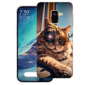 WUACYEAMING Coque pour Samsung Galaxy A8 2018 Pouces,Anti-Jaunissement &Eacute;tui de Protection Antichoc,Motif &Eacute;tui Finition Premium Silicone Housse Cover TPU Transparente-(Le Chat) (WUACYEAMING, neuf)
