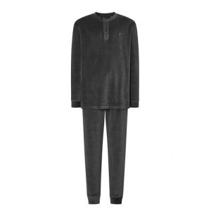 El Búho Nocturno Pyjama Velours Homme Hiver Chaud à Rayures Pyjamas pour Hommes, 80% Coton, 20% Polyester, Gris 5740, XXL (El Búho Nocturno, neuf)
