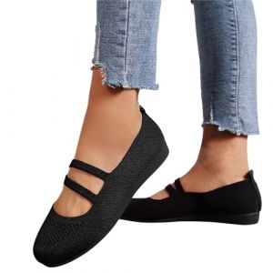 Chausson Ballerine Femme, Compensées Fermé Ballerines Fille, Mocassin Pied Large Plates Pantoufle Souples Chaussure Ete Bride (ChaoWenMao, neuf)