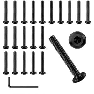 PARFCO Vis Tete Plate, 20 Pièces Vis Inox 304, M6 x 40, Vis à Tête Plate à Six Pans Creux avec Clé 4 mm, Vis Tête Plate M6 pour Montage Meubles, Machines Travaux Bricolage (HHFSM, neuf)