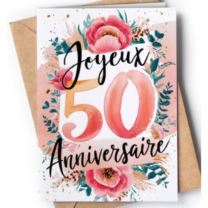 Carte Anniversaire 50 ans pour Femme ou Homme - D&eacute;coration 50 Ans, Cadeau pour Maman et Papa - Carte Joyeux Anniversaire - 50 ans pour s&oelig;ur, fr&egrave;re, Tante, Oncle ou Ami - EU 205 (Greetings Cards for Everyonee, neuf)