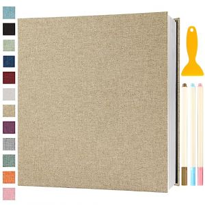 Album Photo Adhesif Vierge 33x32 CM Classeur Photo Livre Photo Personnalisable Scrapbook de Classe Mariage Livre D'or Enfant Bebe DIY Carte Postale, 120 Pages Kaki (Semfalbuums, neuf)