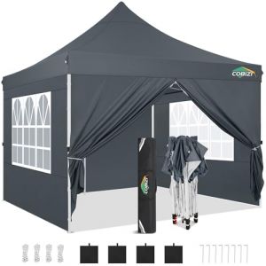 COBIZI Barnum Pliant 3x3m Tonnelle Pliante 3x3 Tonnelle de Jardin Exterieur Imperm&eacute;able Professionnel Tente de Reception avec 4 Parois Lat&eacute;rales Tonnelle Tente UV 50+ pour Jardin, F&ecirc;te, Camping (Dantongcanopy, neuf)