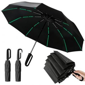 auvstar Parapluie Pliant R&eacute;Sistant aux Vents Jusqu'&agrave; 140 Km/H, Grand Parapluie，UPF 50+, 105 cm Extra Large, 60 Fibres de Verre, Ouverture Automatique, Fermeture &agrave; vis et Rev&ecirc;Tement en R&eacute;Sine Noire (2) (HOYI, neuf)