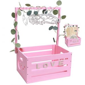 Panier cadeau en bois pour b&eacute;b&eacute; avec poign&eacute;e, cadeau de f&ecirc;te pr&eacute;natale, avec 10 cintres, armoire pratique pour b&eacute;b&eacute; avec poign&eacute;e, panier cadeau pour f&ecirc;te pr&eacute;natale (CARS TRUCKS ONLINE, neuf)