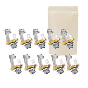 ADAPTOUT X10 Prise Guitare Jack Femelle 6.35mm (1/4") - 6,35Mm TS Mono pour Montage en Fa&ccedil;ade avec Rondelle et &Eacute;crou &agrave; Souder (Castle Paris, neuf)