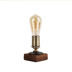 OuXean Lampe de Table Vintage Industrielle en Bois Veilleuse Steampunk Lampe de Bureau Ampoule E27 pour Chambre Salon Maison Art Exposition Café Bar Studio Décor Antique Sans Ampoule (OuXun, neuf)