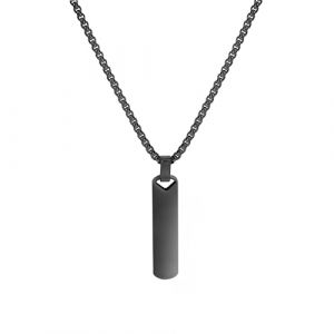 JJDreams Collier à Barre Pendentif long pour femmes et hommes Collier en acier inoxydable ajustable Collier à Barre Pendentif carré,noir (SZ Yuwen, neuf)