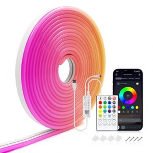 Wisada Bande lumineuse LED 5V RGBCCT, synchronisation musicale, couleur fant&ocirc;me, avec t&eacute;l&eacute;commande et application, n&eacute;ons RVB &agrave; changement de couleur pour d&eacute;coration de f&ecirc;te (4M) (newtopp100, neuf)