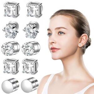 5 Paires 6mm Boucles d'Oreilles Homme Boucle Aimantée en Acier Inoxydable Magnétiques Fausse Boucle d'Oreille Femme Zircon Brillant Boucle d Oreille Homme Aimant Cadeaux Anniversaire Noël Valentin (VLAD SHOP ADV, neuf)