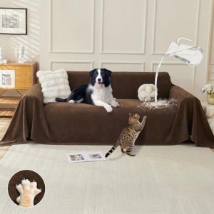 Royhom Protege Canape Impermeable, Protection Canape Chat Anti Griffe, Housse de Canap&eacute; 2 Place, Couvre Canap&eacute; d'angle, Sofa Cover Antid&eacute;rapante, Marron, 260x180 cm (Royhom Europe, neuf)