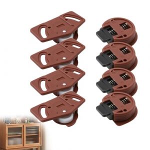 4 Paires Roulettes Placard et Guides pour Portes Coulissantes, Kit Complet pour 2 Portes de Placard ou Armoire, Roues Silencieuses avec M&eacute;canisme de Guidage (JiuJieTuGei, neuf)