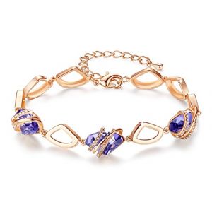 Leafael Collier &agrave; pendentif femme en Pierre de Souhait, collier femme argent&eacute; ou plaqu&eacute; or rose avec cristaux de pierre de naissance, Sans allergie bijoux femme avec bo&icirc;te cadeau (Leafael Jewelry USA Official Brand Store, neuf)