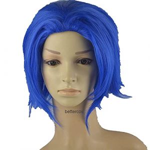 Perruque de cosplay Anime Fairy Tail Levy McGarden Cosplay Perruque courte bleue résistante à la chaleur + bonnet de perruque (qiu lai shan mao hang, neuf)