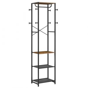 HOOBRO Meuble d’Entrée, Porte-Manteaux avec Étagères à Chaussures, Étagère de Rangement 2-en-1, Meuble d’Entrée avec 3 étagères, 8 crochets et tringle, Marron Rustique et Noir EBF04YM01 (HOOBRO FR, neuf)